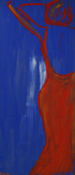 'Frau in Blau'; Acryl auf Holz, 2004